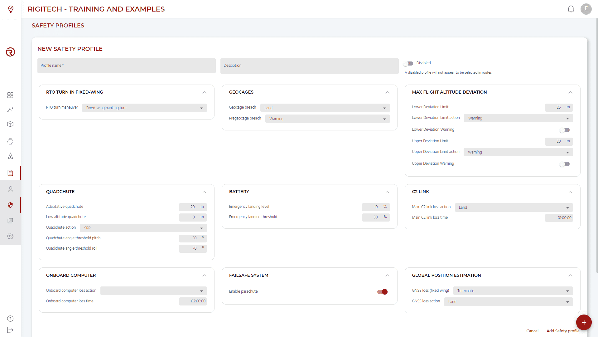 Safety Profiles (Settings)